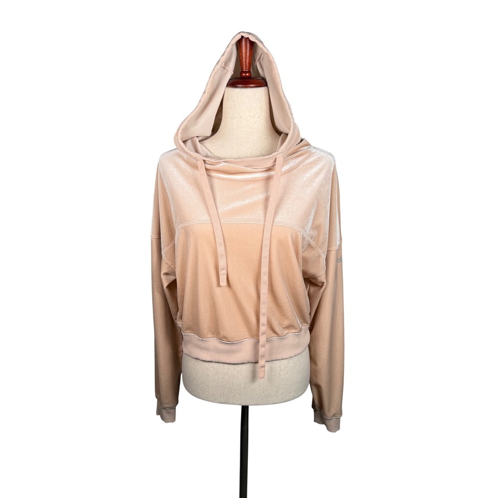 ALO Yoga Womens Hoodie Pullover Velvet Drawstring Long Sleeve Cropped Activewear